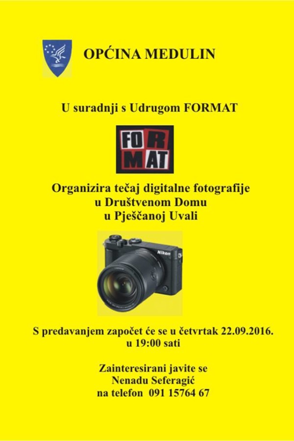 Tečaj digitalne fotografije sutra u Pješčanoj uvali - 22.09.2016.