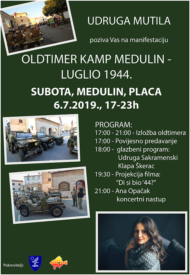 „Oldtimer kamp Medulin srpanj“  u subotu 6.7.2019. godine u Medulinu na Placi