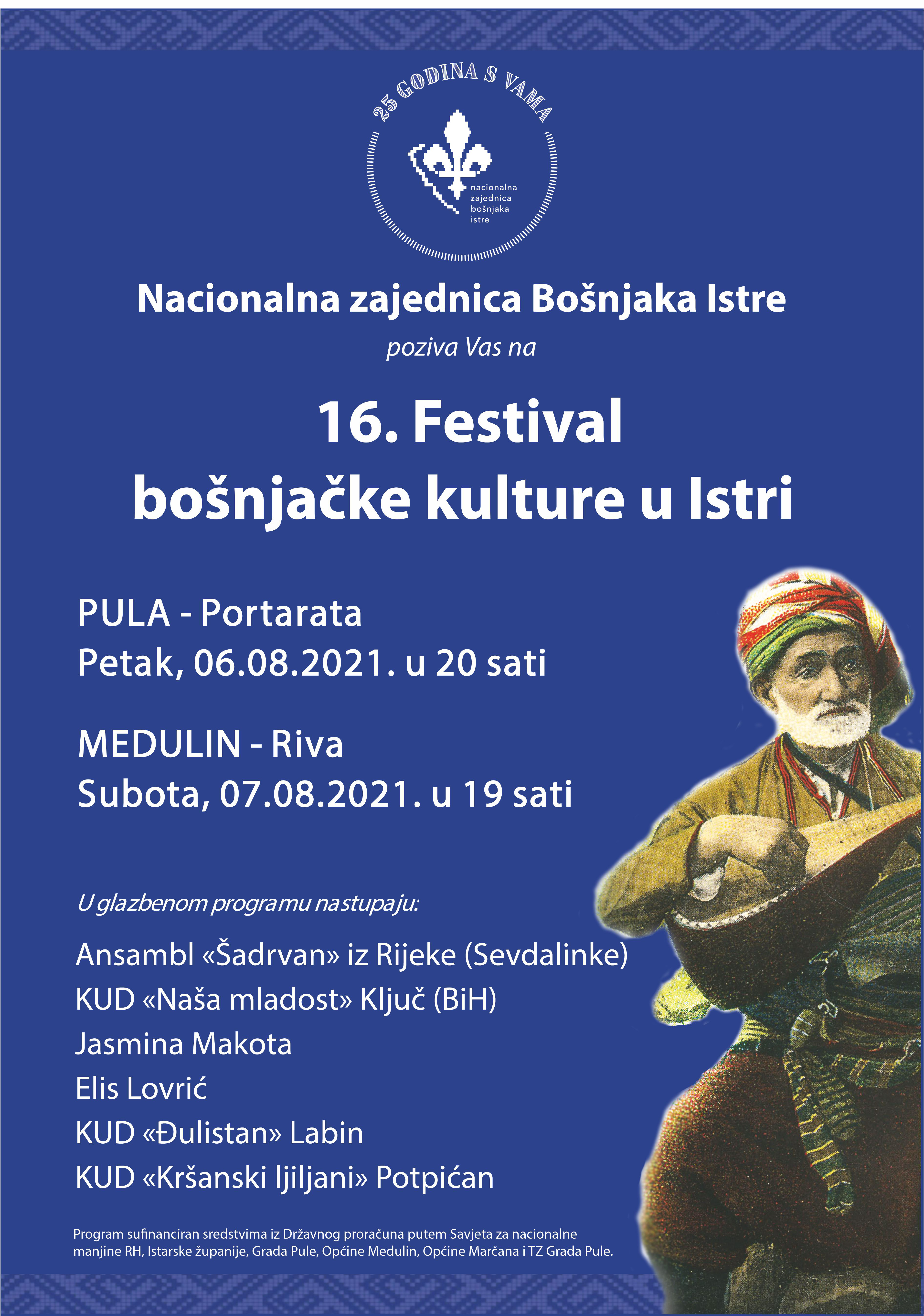 Nastup bošnjačkog folklora i sevdalinki ove subote kod malina u Medulinu