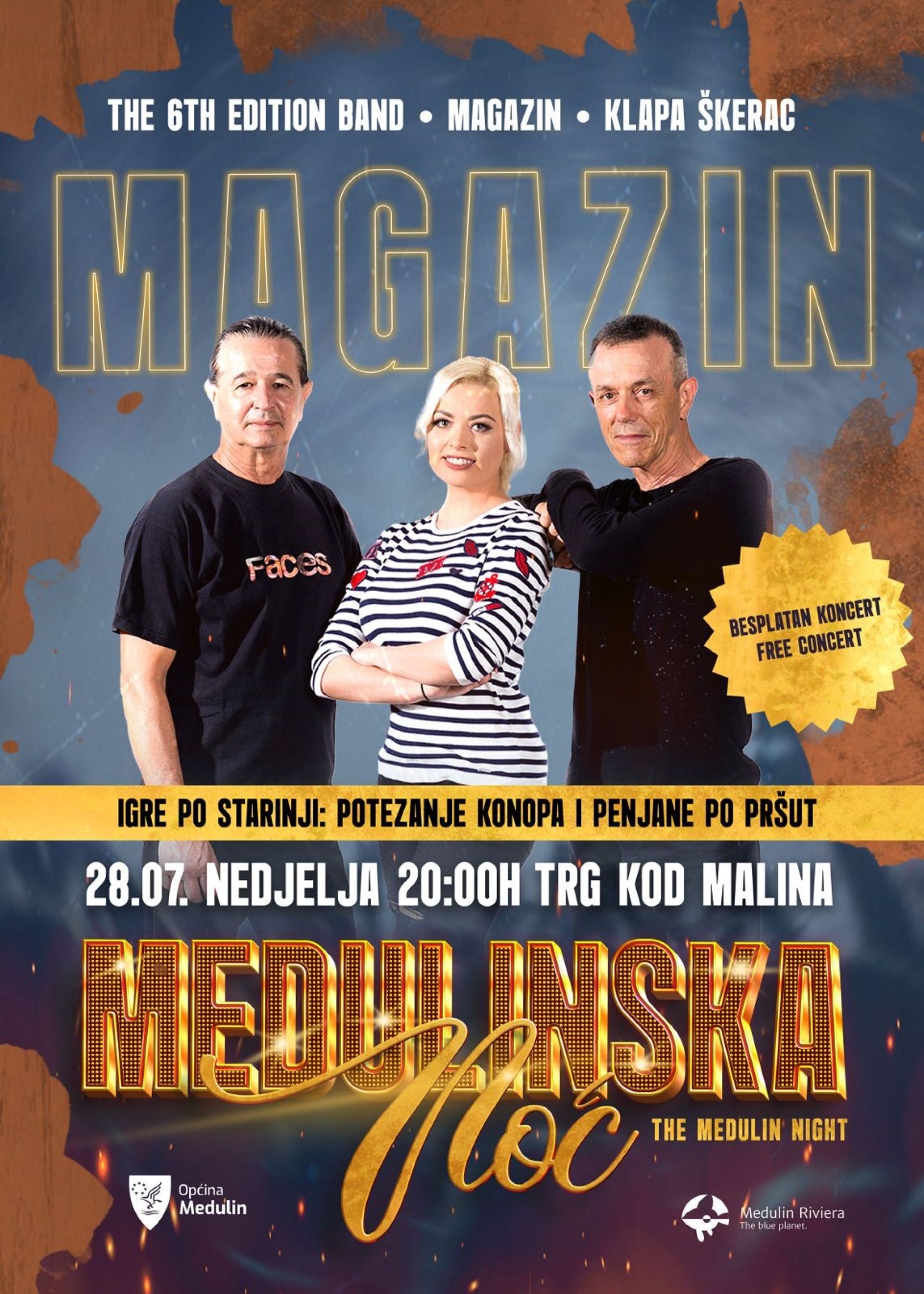 Medulinska noć ove nedjelje - Zabavljaju vas klapa Škerac, The 6th Edition band i grupa Magazin!