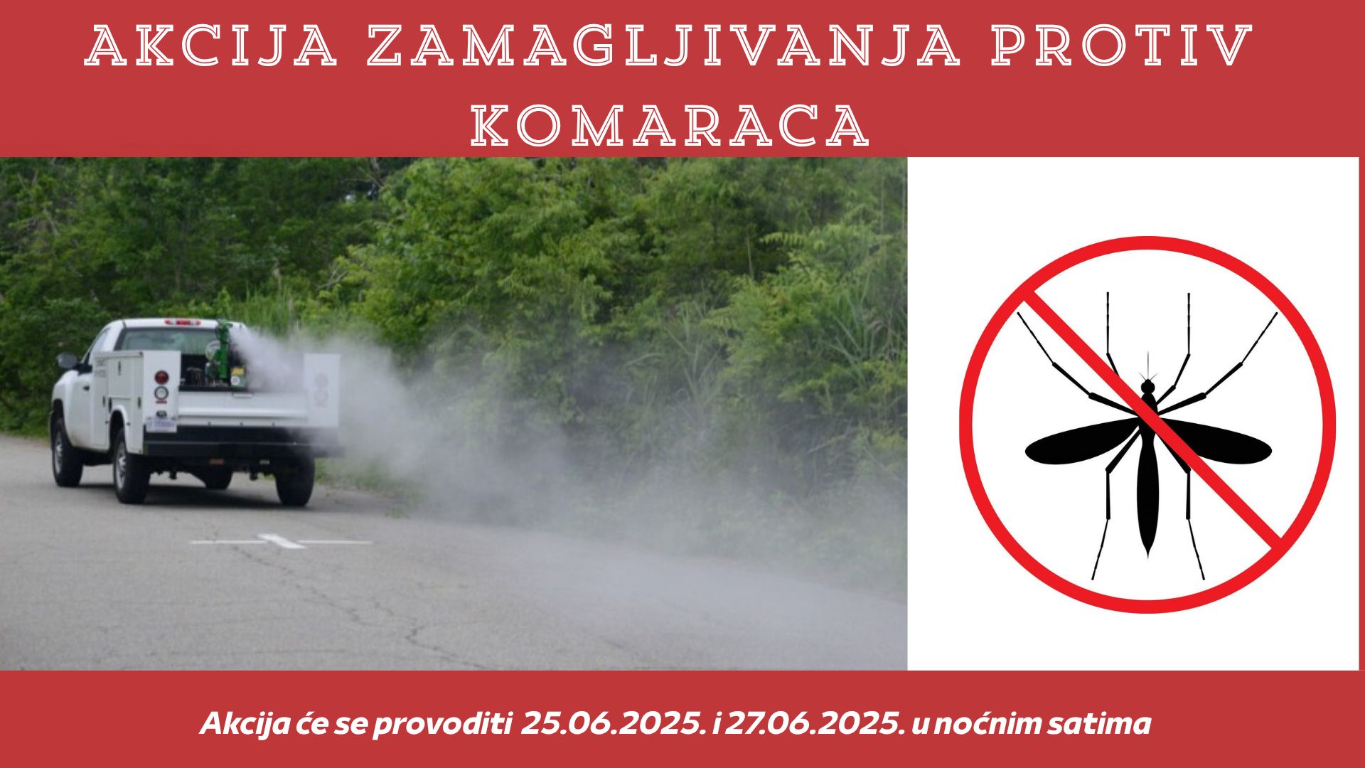 Obavijest o provođenju postupka hladnog zamagljivanja protiv komaraca na području Općine medulin