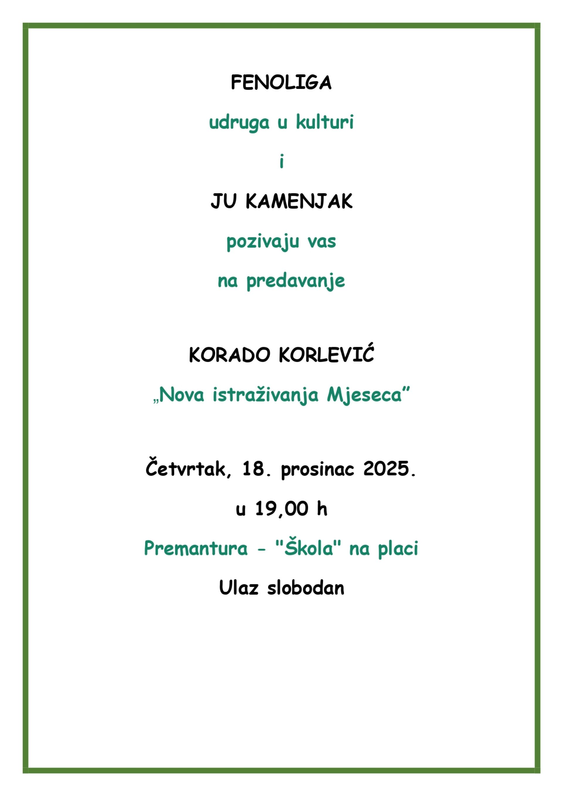 Fenoliga i JU Kamenjak - predavanje Korado Korlević - 