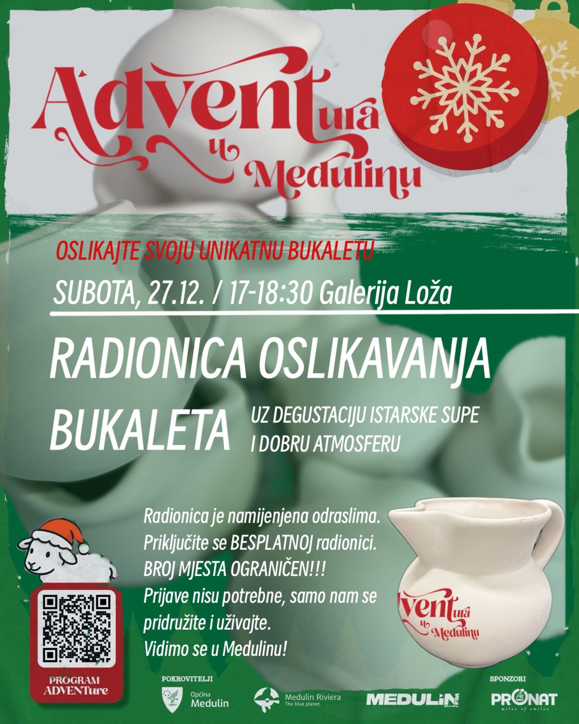 U sklopu programa medulinske ADVENTure ove subote 27.12.2025. posebna umjetnička radionica Art Studija