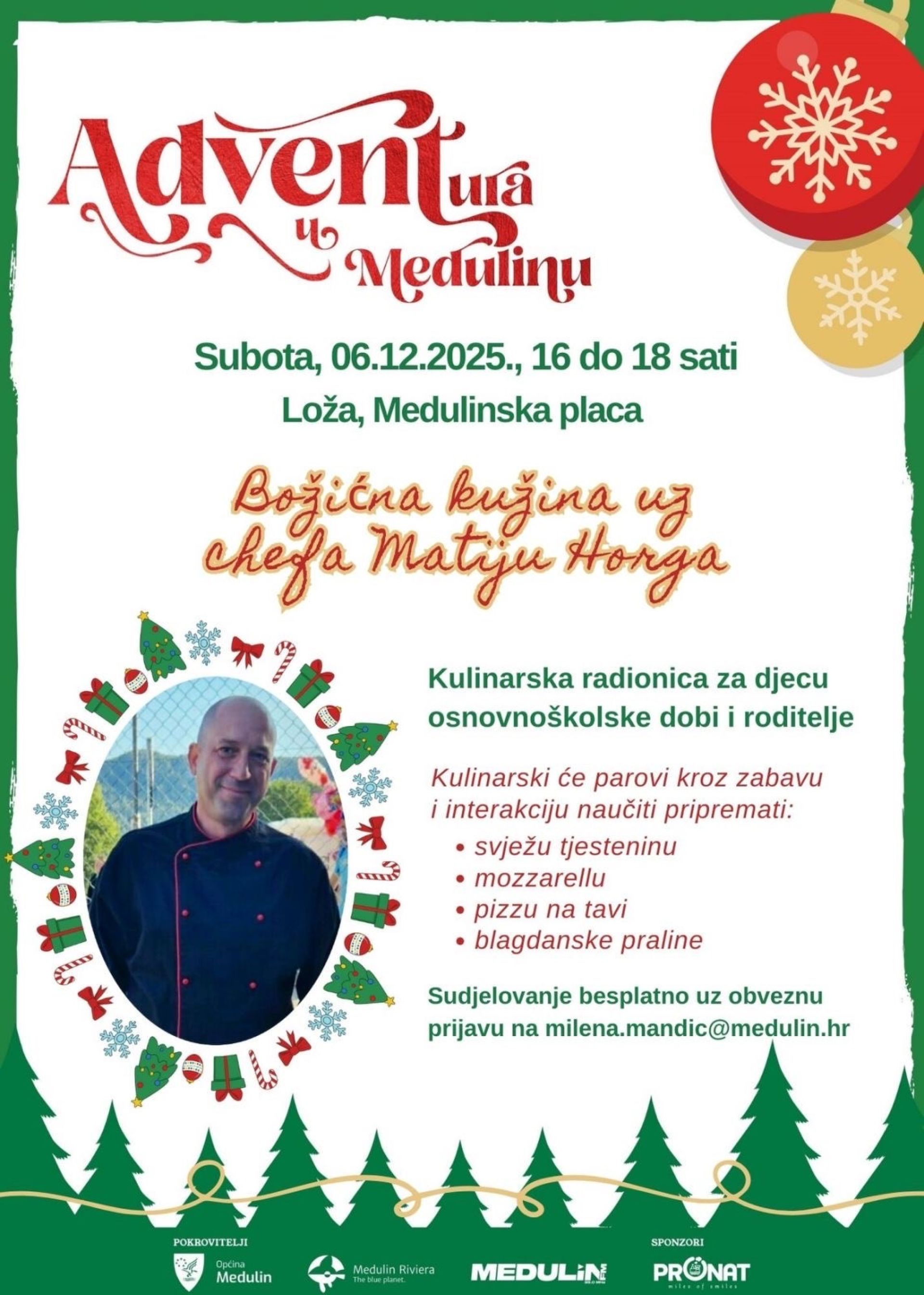 „Božićna kužina uz chefa Matiju Horga“ – kulinarska radionica za djecu i roditleje na medulinskoj ADVENTuri