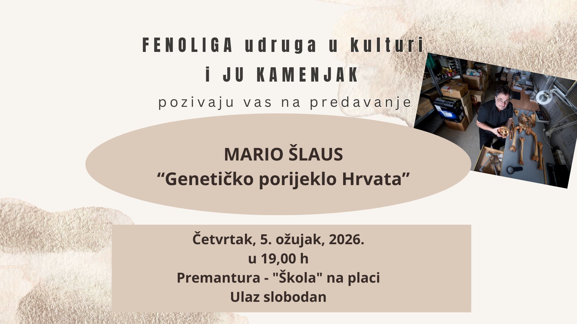 Fenoliga i JU Kamenjak - poziv na predavanje - Mario Šlaus 